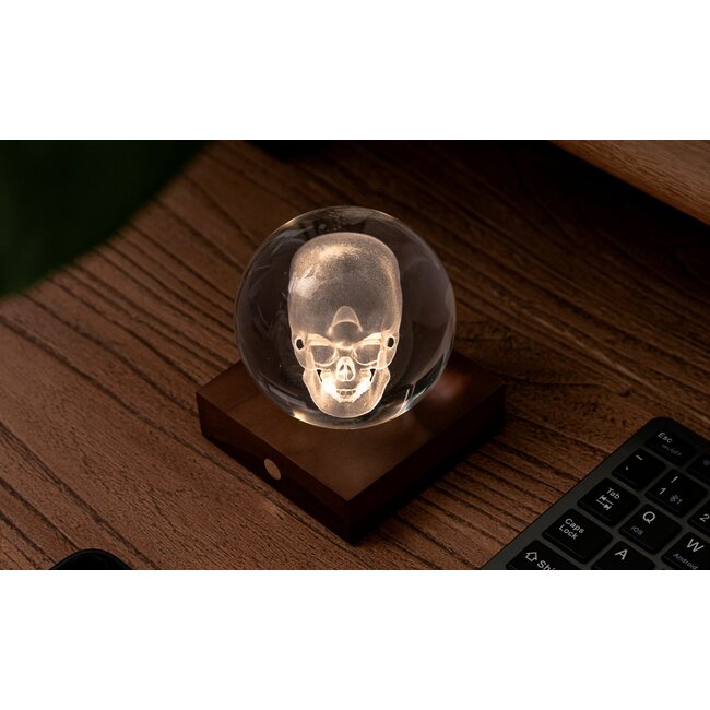 Gingko – Amber Crystal Ball Night Light – Skull - Schädel