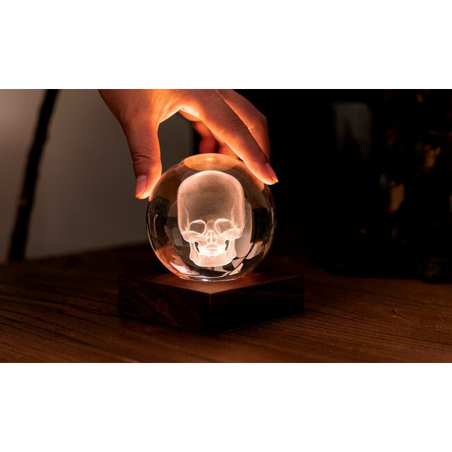 Gingko - Amber Crystal Ball Night Light - Skull