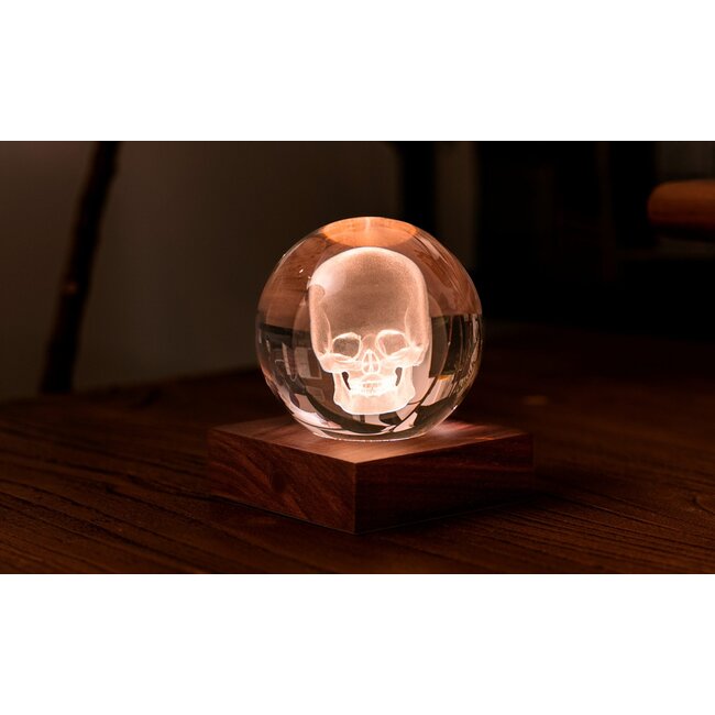 Gingko - Amber Crystal Ball Night Light - Skull - Crâne