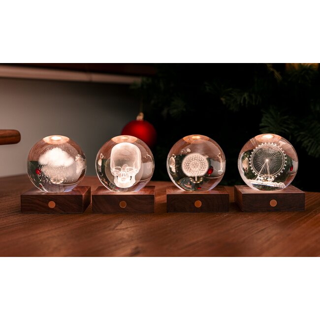 Gingko - Amber Crystal Ball Night Light - Skull - Crâne