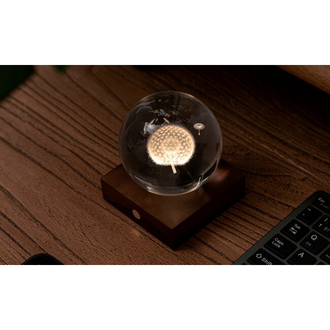 Gingko - Amber Crystal Ball Night Light -  Dandelion
