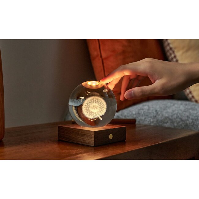 Gingko - Amber Crystal Ball Night Light -  Dandelion