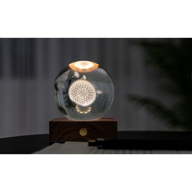 Gingko - Amber Crystal Ball Night Light -  Dandelion
