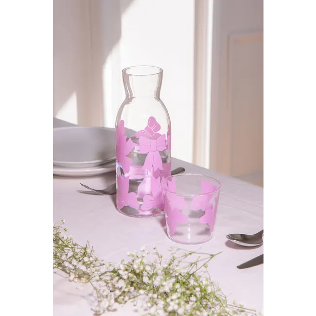 DOIY - Karaffe mit Trinkglas Rosa Schleifen
