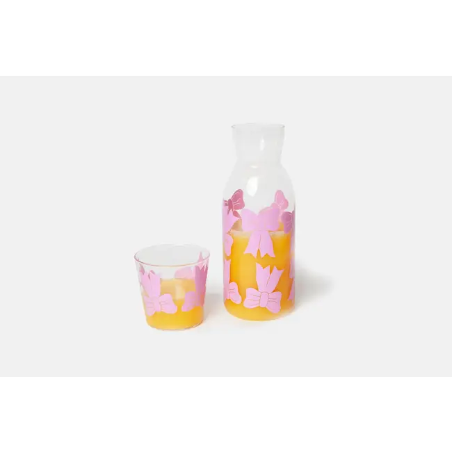 DOIY - Carafe avec Verre à Boire Nœuds Papillon Roses