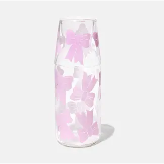 DOIY Karaffe mit Trinkglas Rosa Schleifen