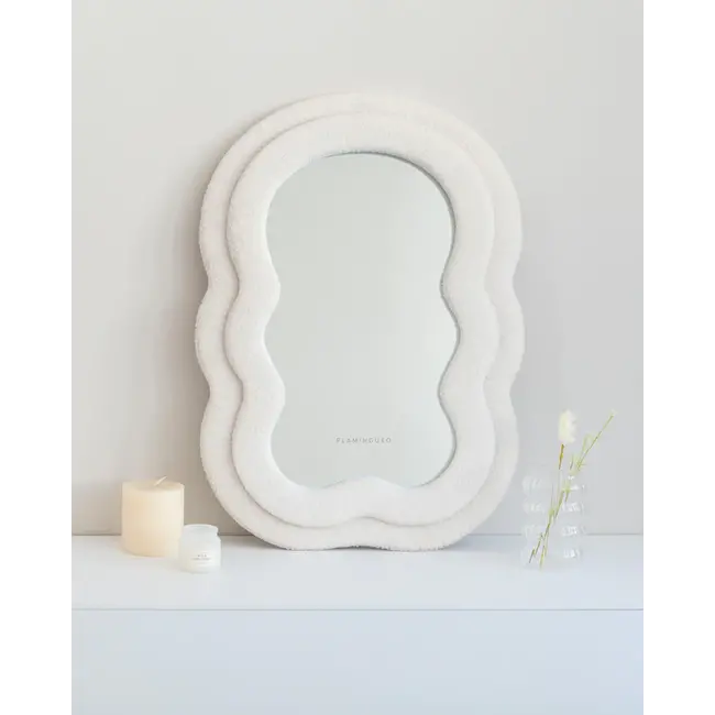 Flamingueo - Miroir Charlie teddy bouclé - blanc cassé