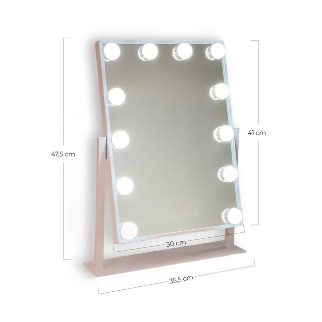 Flamingueo – LED-Lichtspiegel Khloe – Spiegel mit 12 Hollywood-LED-Lichtern