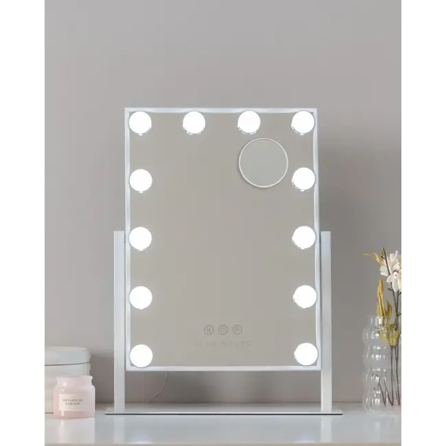 Flamingueo - Miroir Lumineux LED Khloe - Miroir avec 12 lumières LED Hollywood
