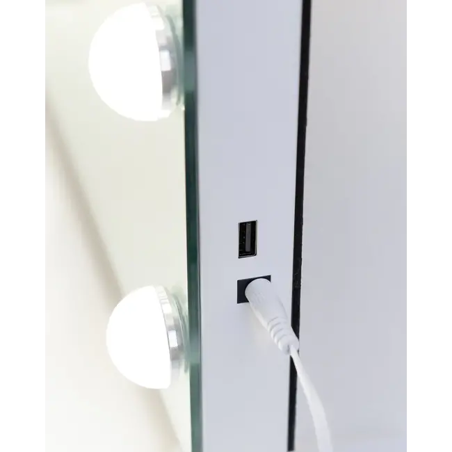 Flamingueo - Miroir Lumineux LED Georgina - Miroir avec 15 lumières LED Hollywood - métal