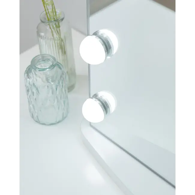 Flamingueo - Miroir Lumineux LED Georgina - Miroir avec 15 lumières LED Hollywood - métal