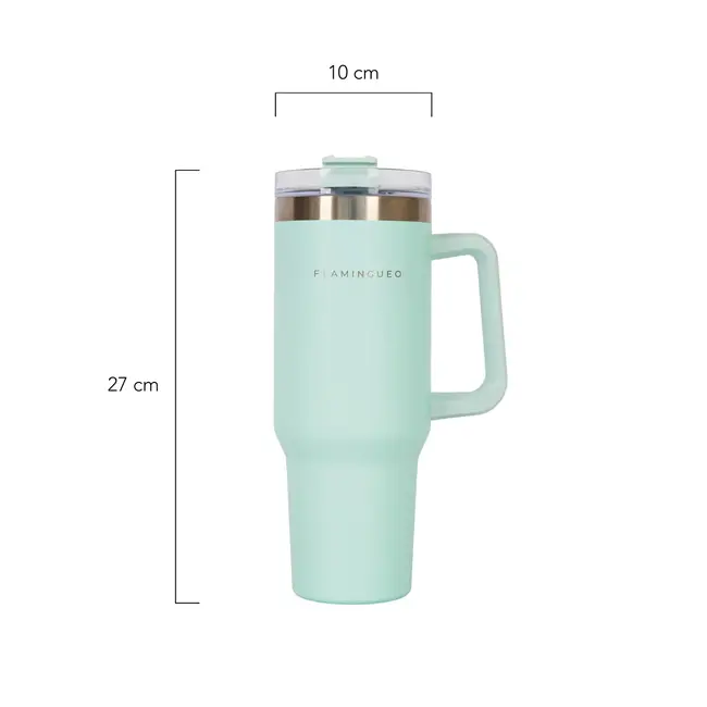 Flamingueo - On The Go Thermosflasche Harold - aquamarin - 1.2 Liter - mit Strohhalm und Griff