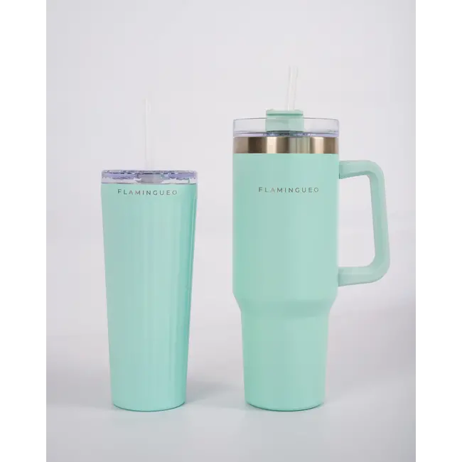 Flamingueo - On The Go Thermosflasche Harold - aquamarin - 1.2 Liter - mit Strohhalm und Griff