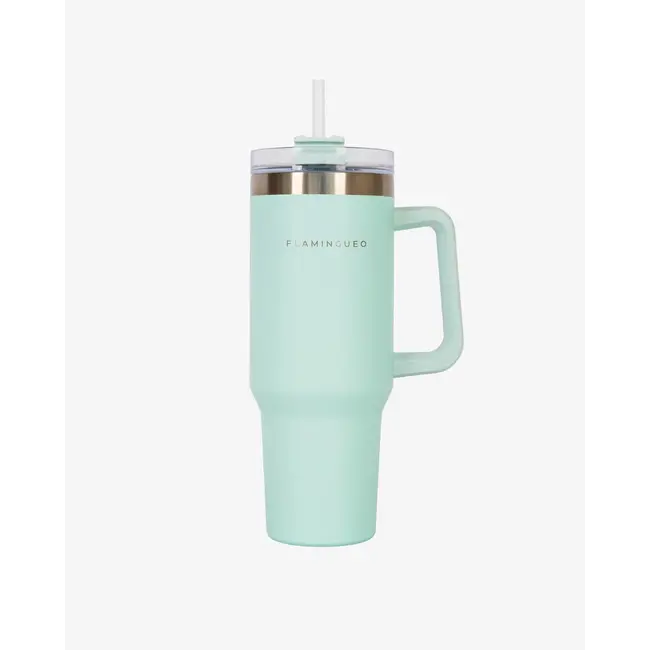 Flamingueo - On The Go Thermosfles Harold - aquamarijn - 1.2 liter - met Rietje en Handvat