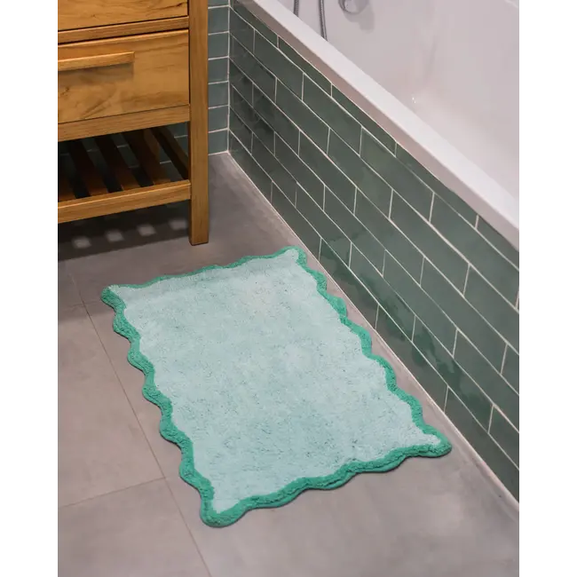Flamingueo - Tapis de Bain Wavy - avec bord ondulé - vert