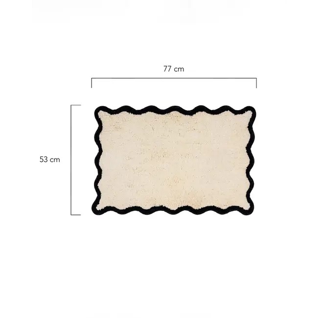 Flamingueo - Tapis de Bain Wavy - avec bord ondulé - blanc/noir