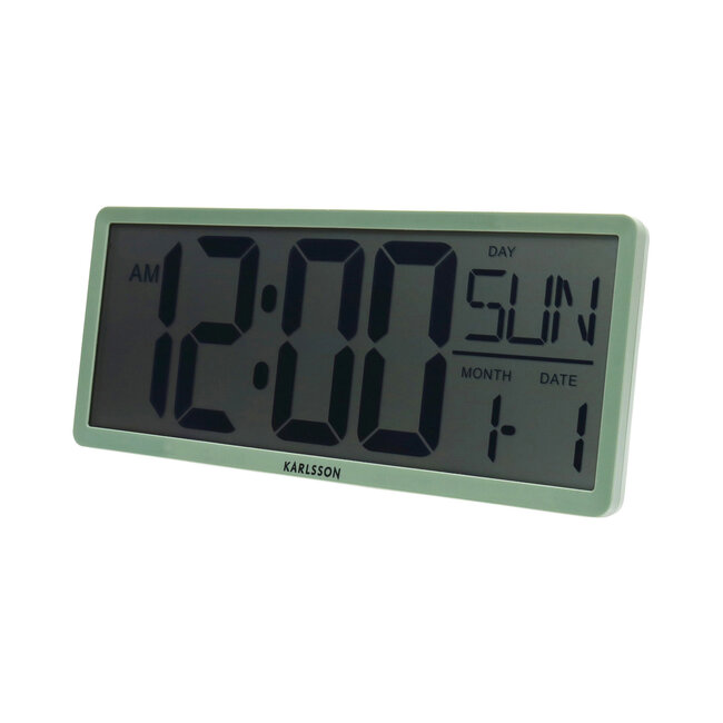 Karlsson - Wand- und Tischuhr und Wecker Retro LCD - grün