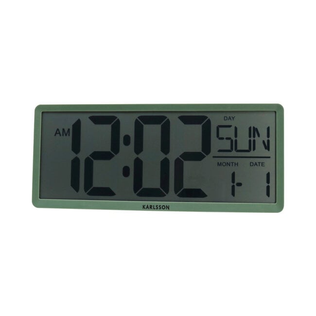 Karlsson - Horloge Murale et de Table + Réveil Rétro LCD - vert