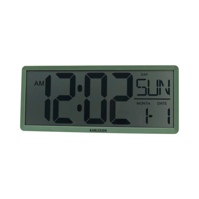 Karlsson Wand- und Tischuhr Retro LCD - grün