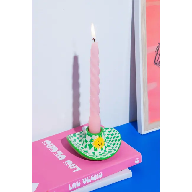 DOIY - Kaarshouder - Kandelaar Rodeo Cowboy Hoed - keramiek - groen