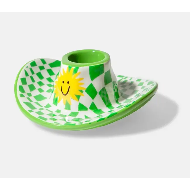 DOIY - Kaarshouder - Kandelaar Rodeo Cowboy Hoed - keramiek - groen