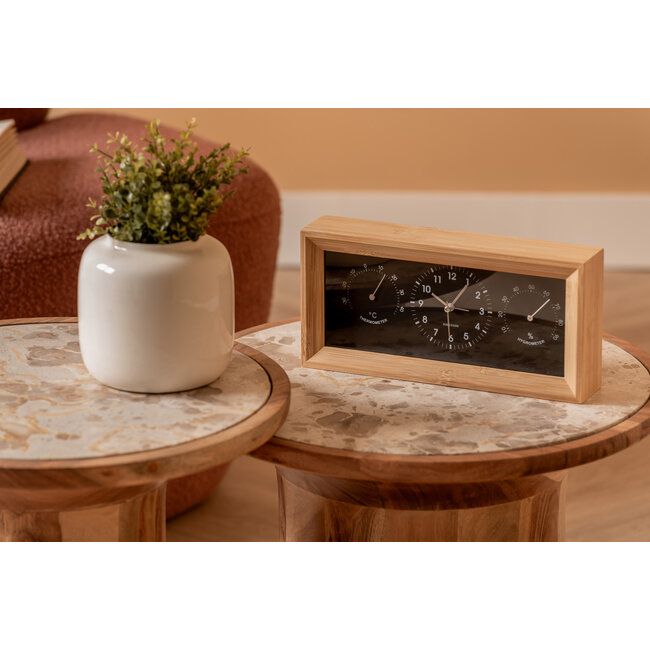 Karlsson - Wekker Neat Bamboo - zwart