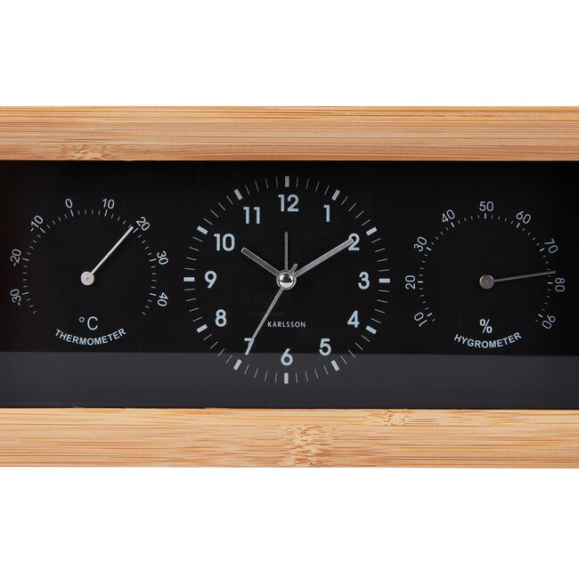 Karlsson -  Alarm Clock Neat Bamboo - black
