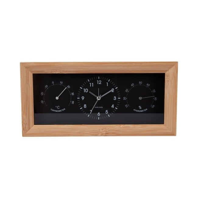 Karlsson -  Alarm Clock Neat Bamboo - black
