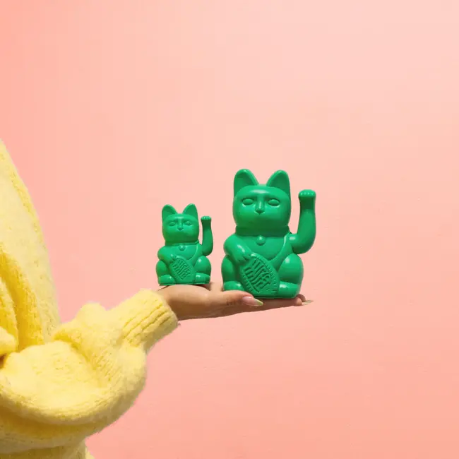 Donkey - Chat Porte-Bonheur Mini Maneki-Neko - vert vif