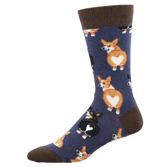 SockSmith Chaussettes Corgi Butt Bleu - hommes