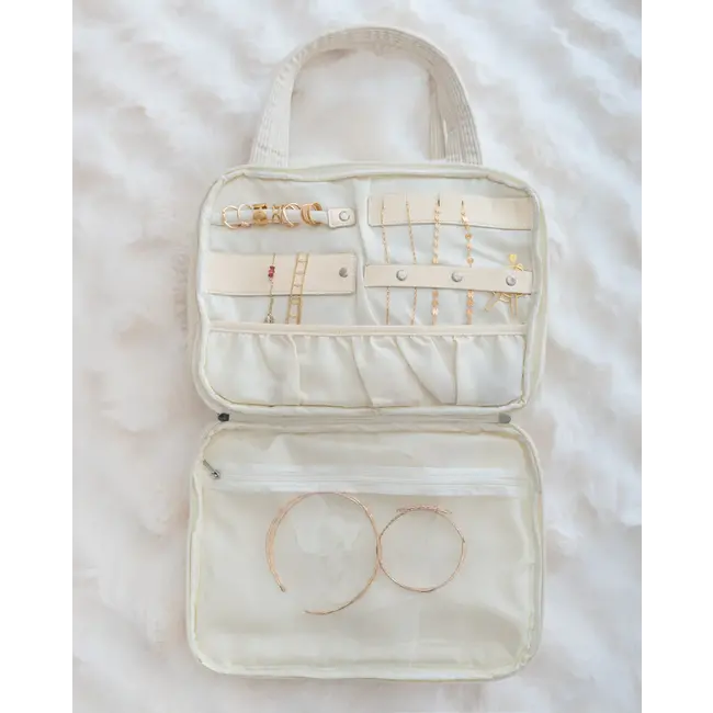 Flamingueo - Trousse de Toilette Debbie - teddy bouclé - blanc cassé - avec cintre