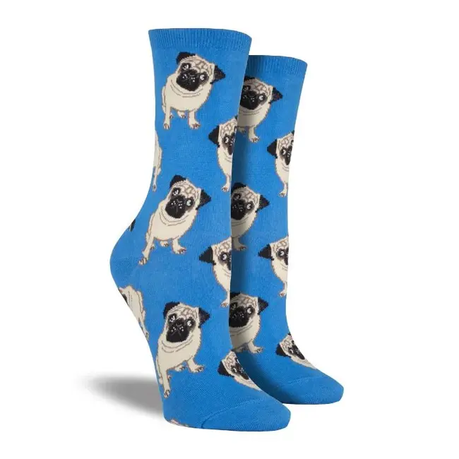 SockSmith - Socken Pugs Blue - Möpse - Größe  36-41 (Damen)