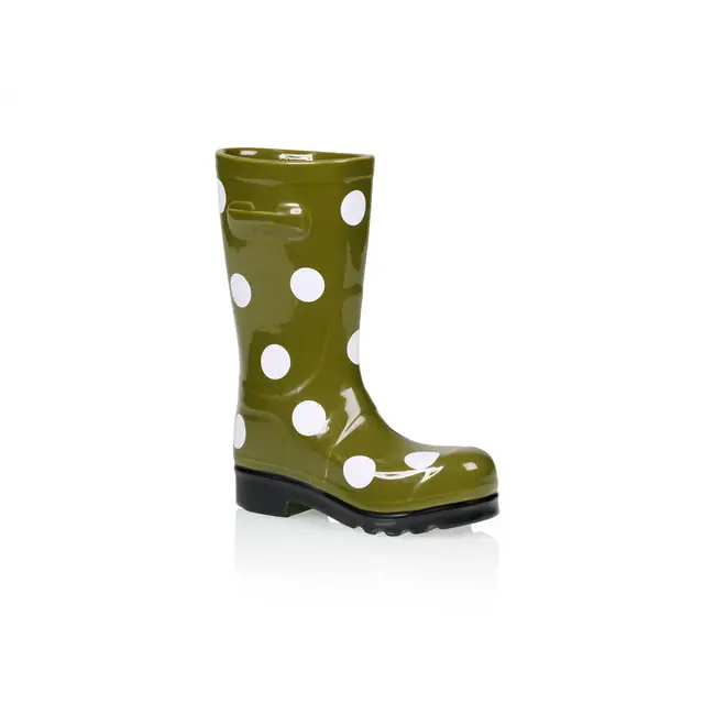 Bitten - Vase Gummistiefel - Porzellan - grün