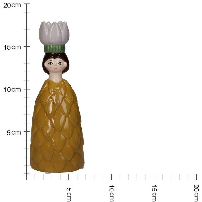 Kersten - Kerzenständer Blumenmädchen - ockerfarben