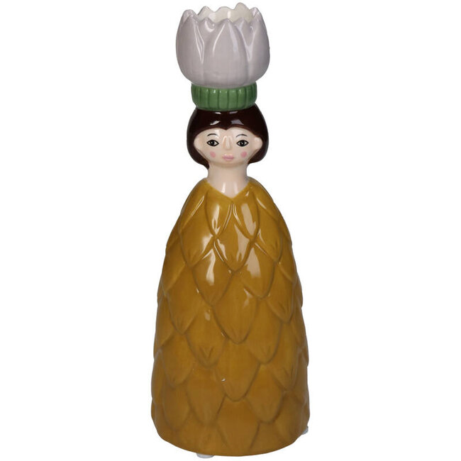 Kersten - Kaarshouder - Kandelaar Bloemenmeisje - oker