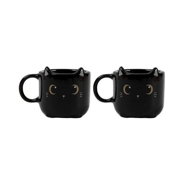 i-total - Espresso Set Black Cat - set of 2 espresso mugs
