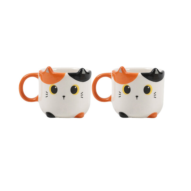 i-total - Espressoset Oranje Kat - set van 2 espresso mugs
