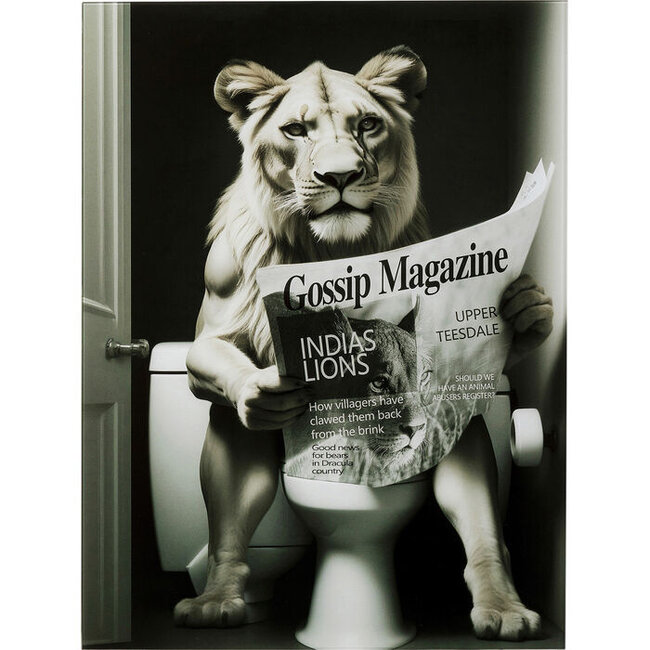 Kare Design - Glass Picture  - Wall Decoration Bath Lioness - 60x80 cm