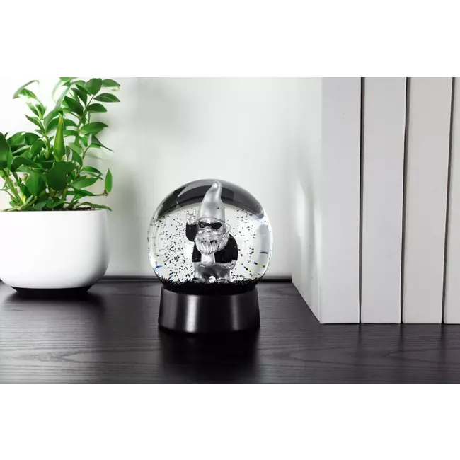 Winkee - Boule à Neige Gnome Rock - argent - neige noire