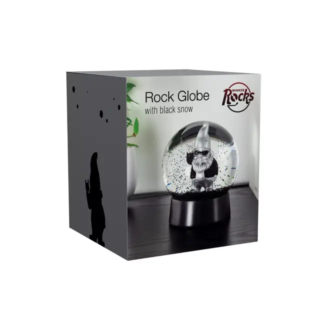 Winkee - Schneekugel Rock Gnom - silber - schwarzer Schnee