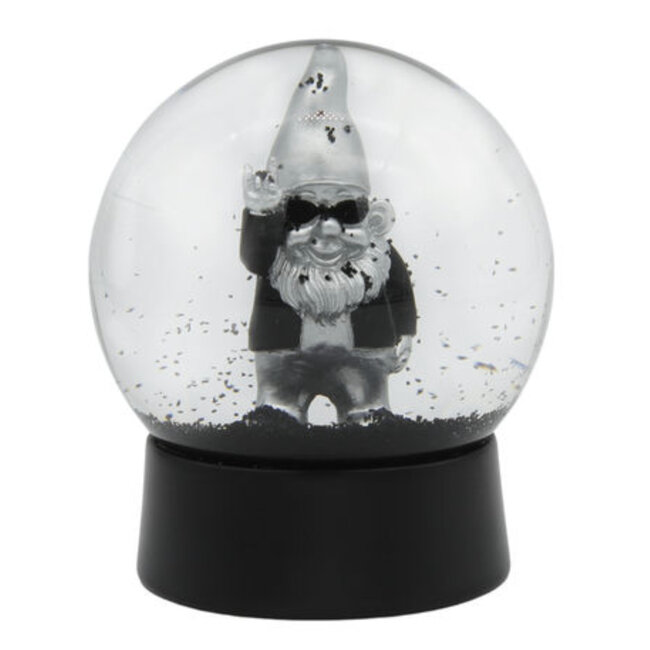 Winkee - Sneeuwbol Rock Kabouter - zilver - zwarte sneeuw