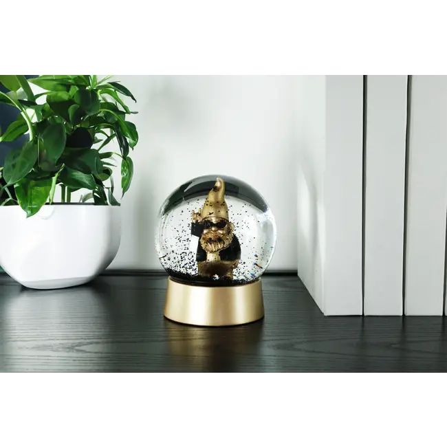 Winkee - Snow Globe Rock Gnome - gold - black snow