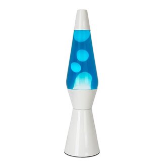 Fisura Lampe à Lave Fusée - bleue avec lave blanche - base blanche