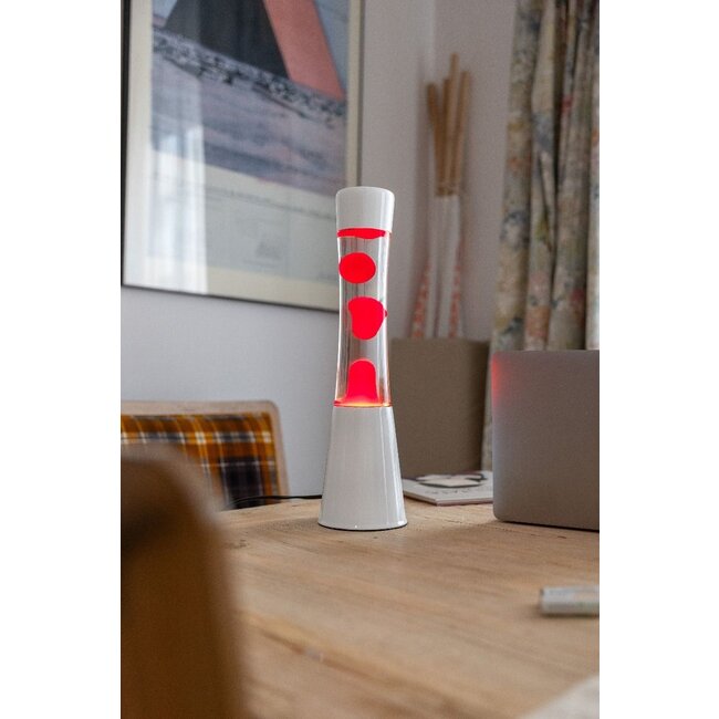 Fisura - Lampe à lave - lave rouge - base blanche