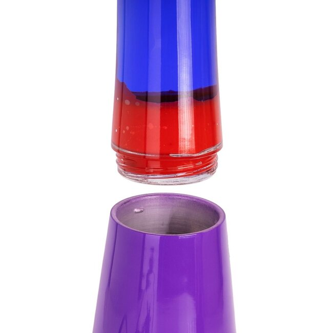Fisura - Lava Lamp - blauw met rode lava - purperen voet