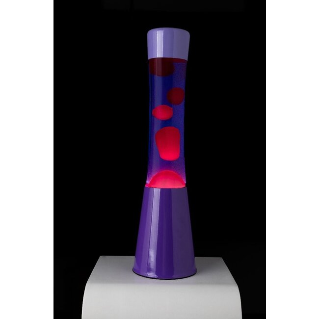 Fisura - Lampe à lave - bleu avec lave rouge - base violette