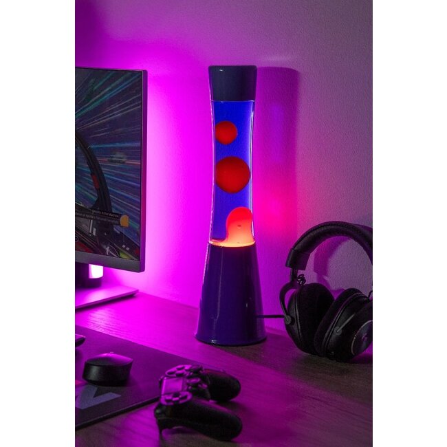 Fisura - Lava Lamp - blauw met rode lava - purperen voet
