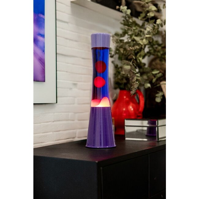 Fisura - Lava Lamp - blauw met rode lava - purperen voet