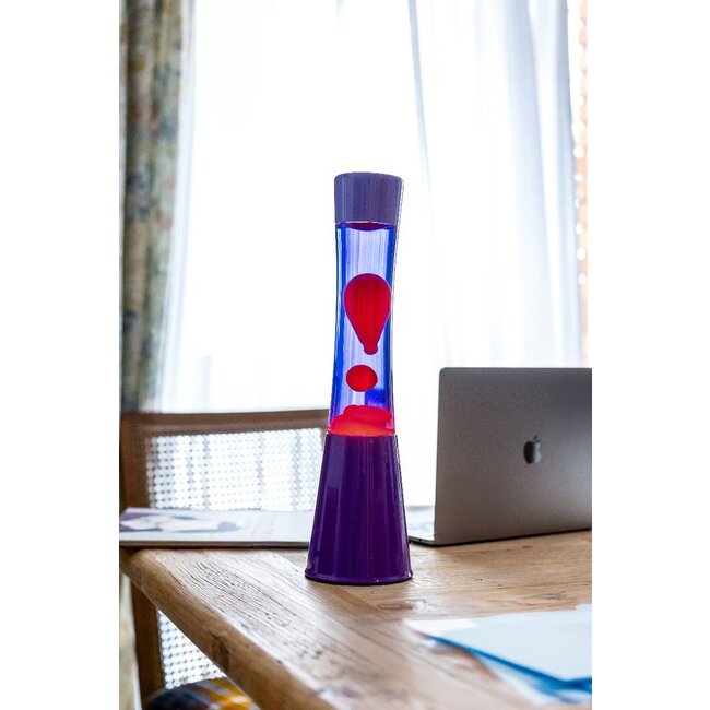 Fisura - Lava Lamp - blauw met rode lava - purperen voet