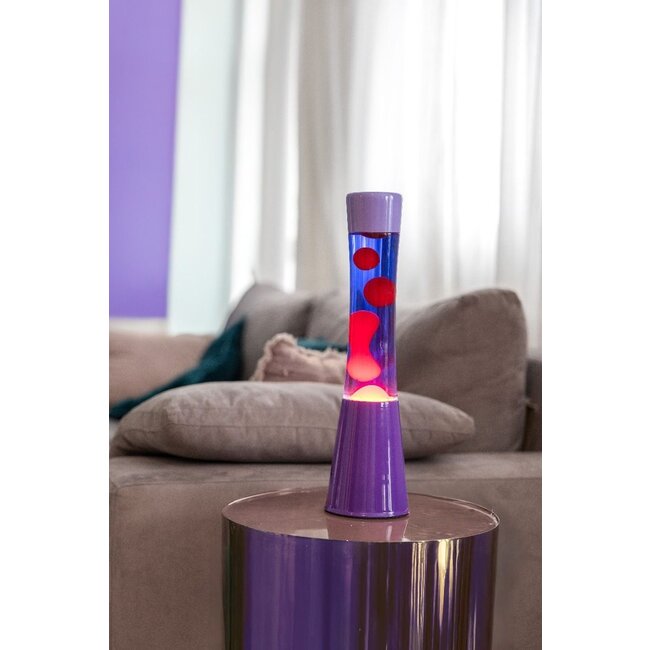 Fisura - Lava Lamp - blauw met rode lava - purperen voet